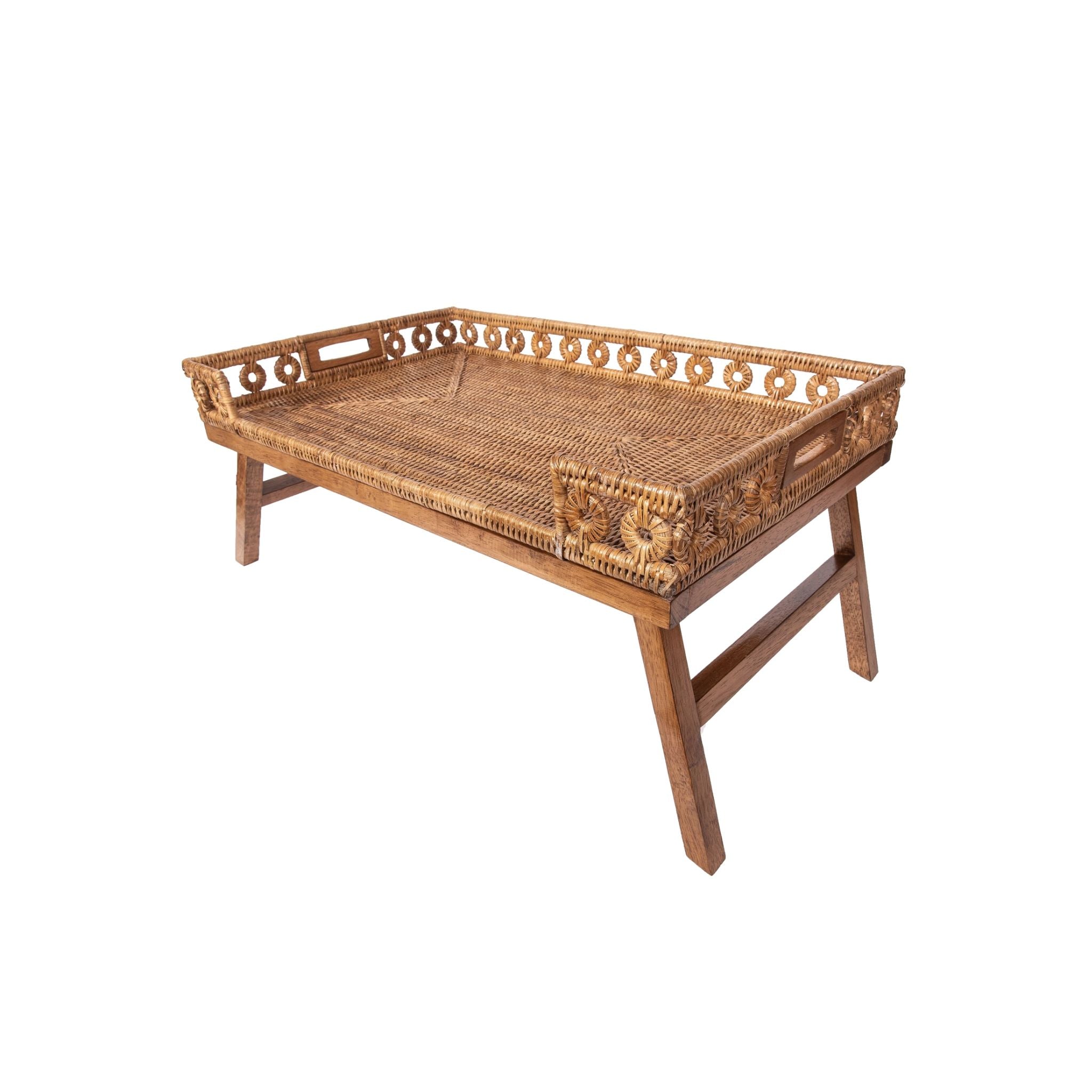 Patterned Rattan Breakfast Tray