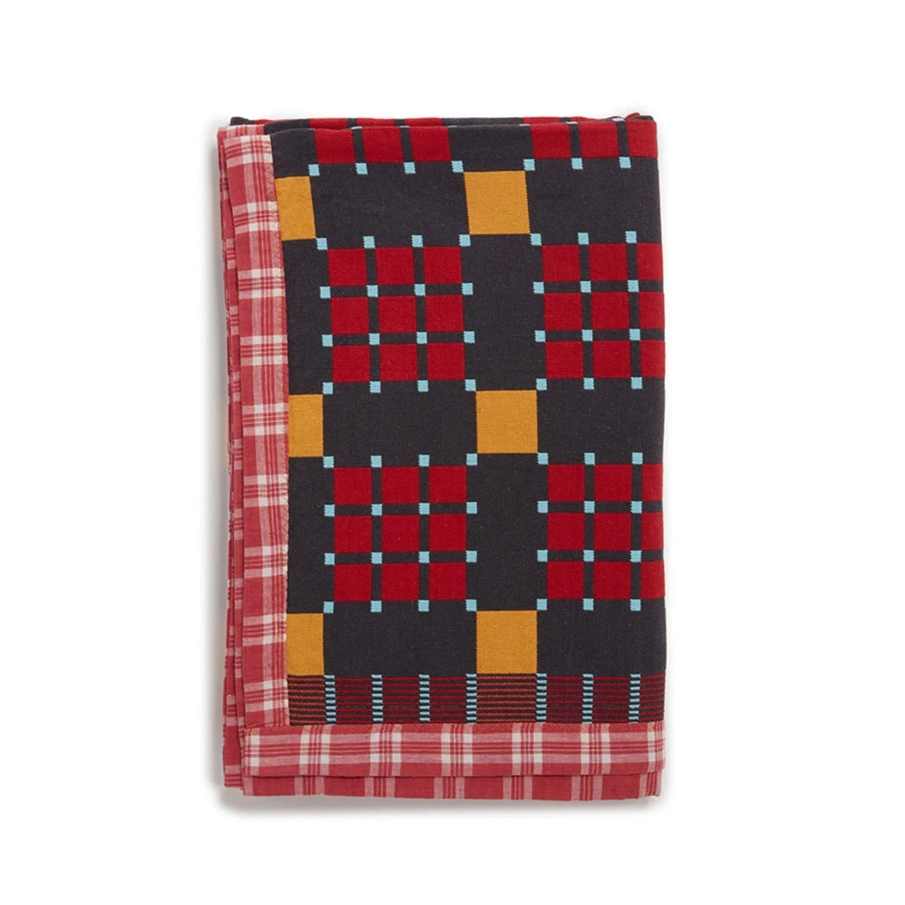 Cotton Jacquard Blanket in Charcoal Marmalade Check
