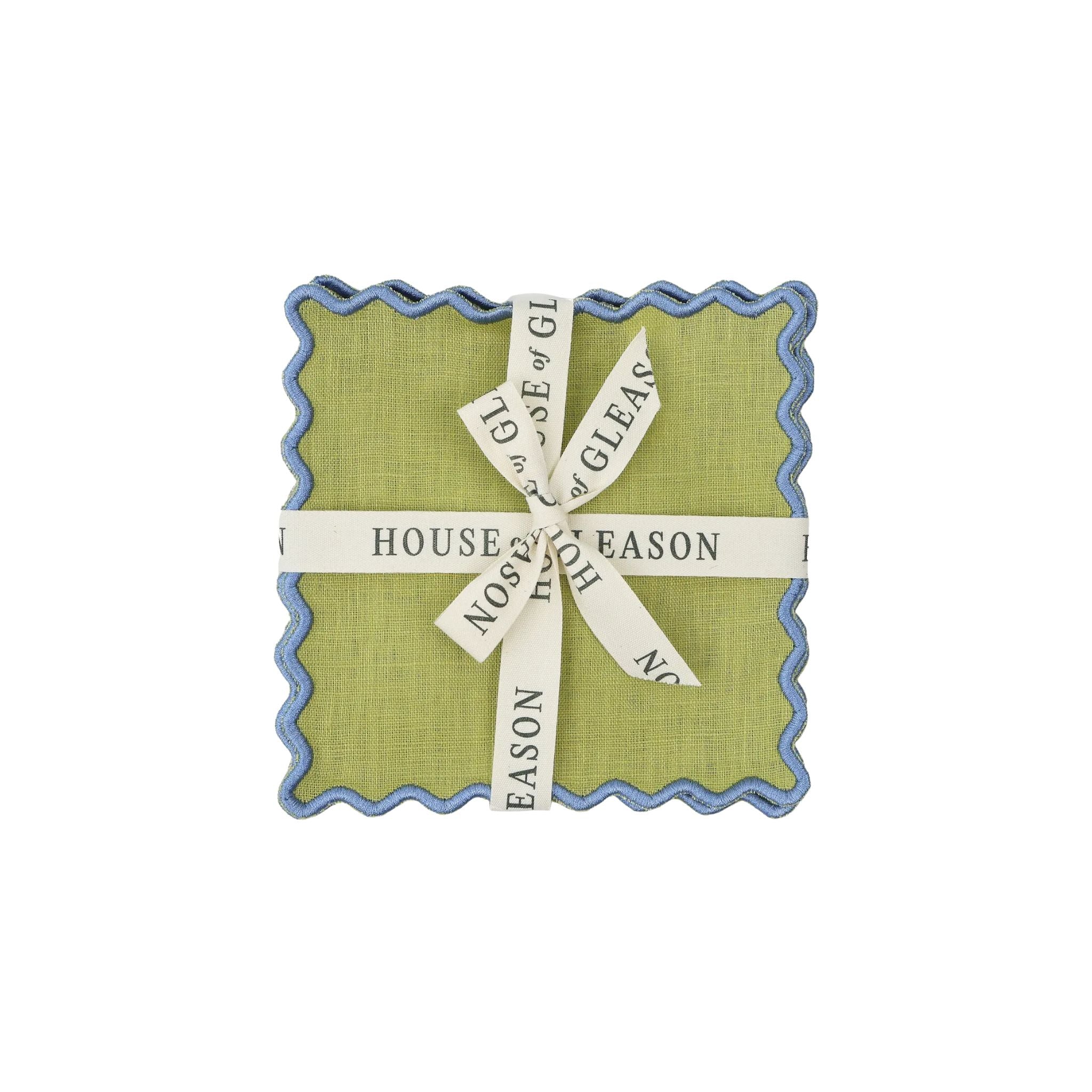 Set of 4 Lichen Green Cocktail Napkins