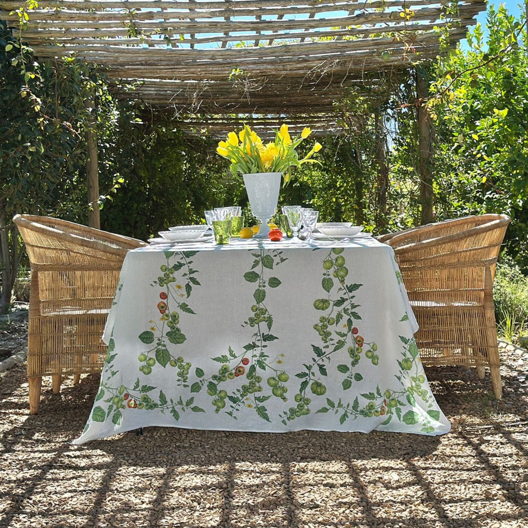 Summerill & Bishop 'Tomato Verte'  Linen Tablecloth