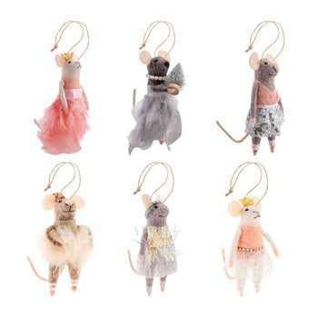 Ballet Felt Mouse Ornament Set of 6