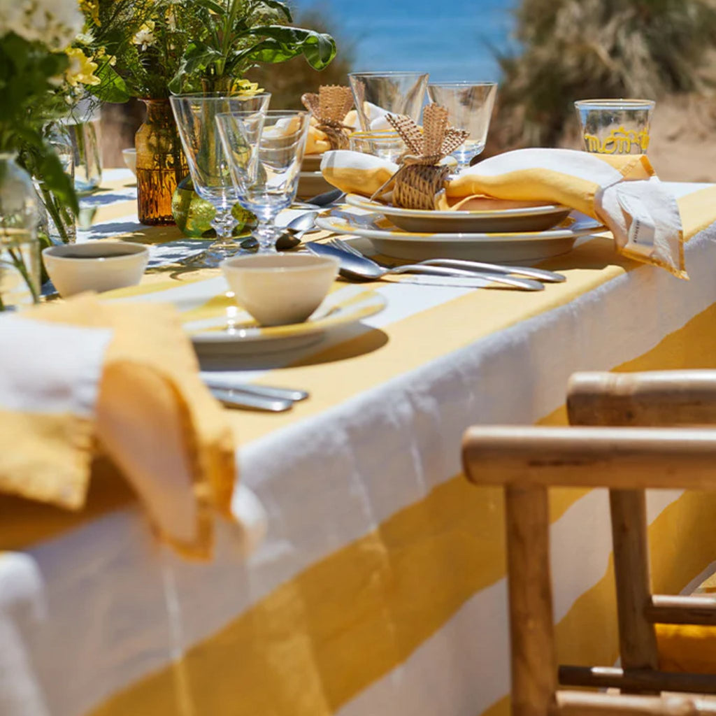 Summerill & Bishop 'Stripe in Yellow & White' Linen Napkin
