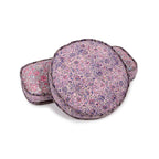 Hand-blocked Pillow in Raspberry Skye Stamp, Round