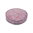Hand-blocked Pillow in Raspberry Skye Stamp, Round