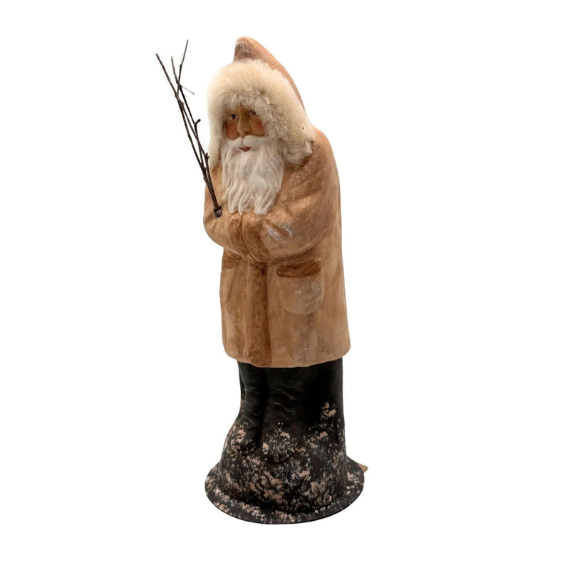 Ino Schaller Papier-Mâché Santa, Medium Krampus in Frosted Cream & Brown