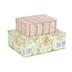 Block-Print Keepsake Box in Mint Rose, Small