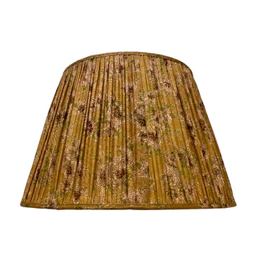 16-Inch Lamp Shade in Hand -Blocked Silk, Cabbage & Tea Rose