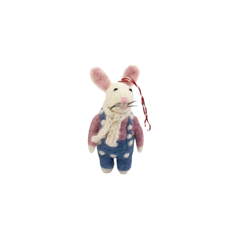 Overall Polka Dot Felt Bunny Ornament