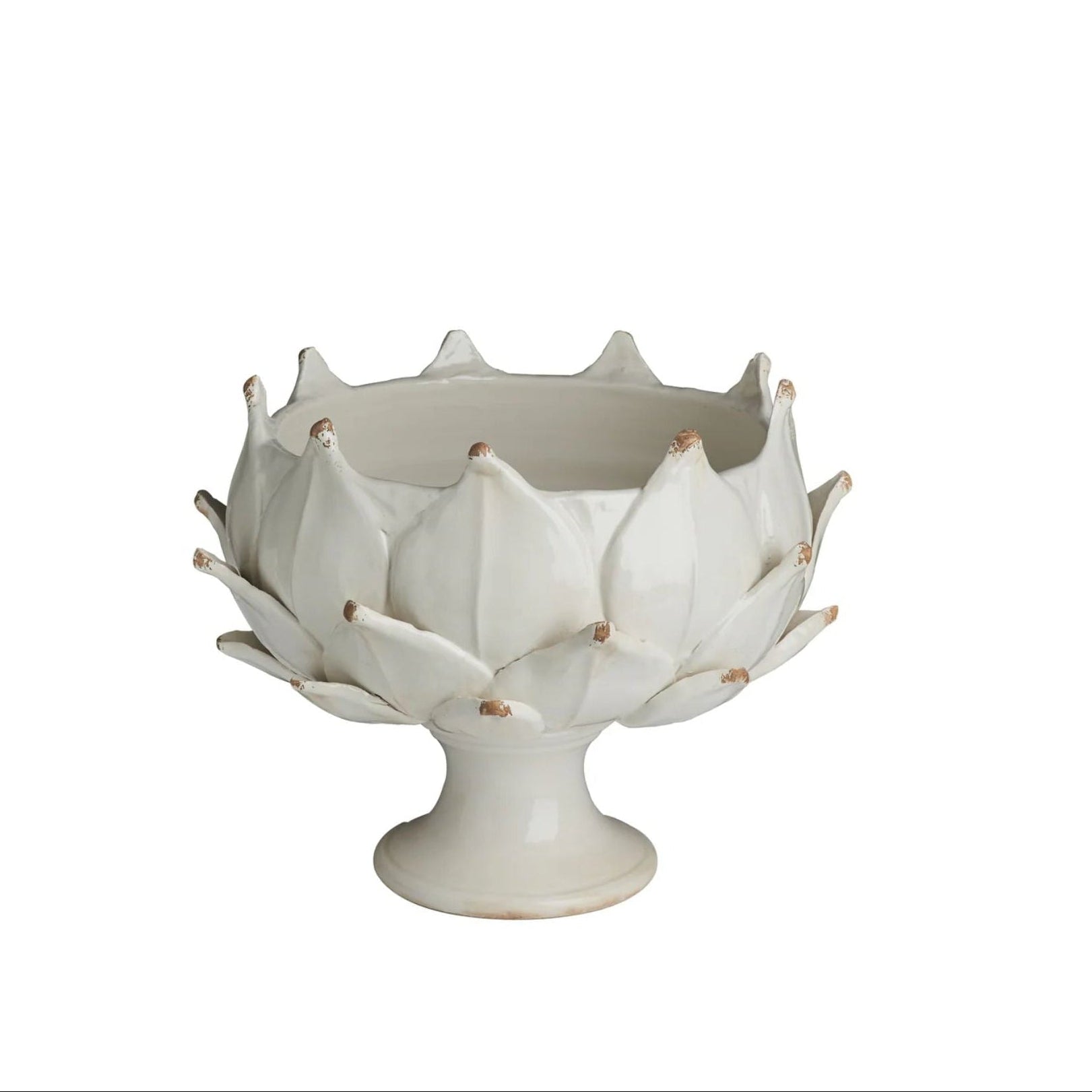 Large Ceramic Artichoke Planter, White