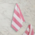 Summerill & Bishop Stripe in White & Rose Pink Linen Napkins