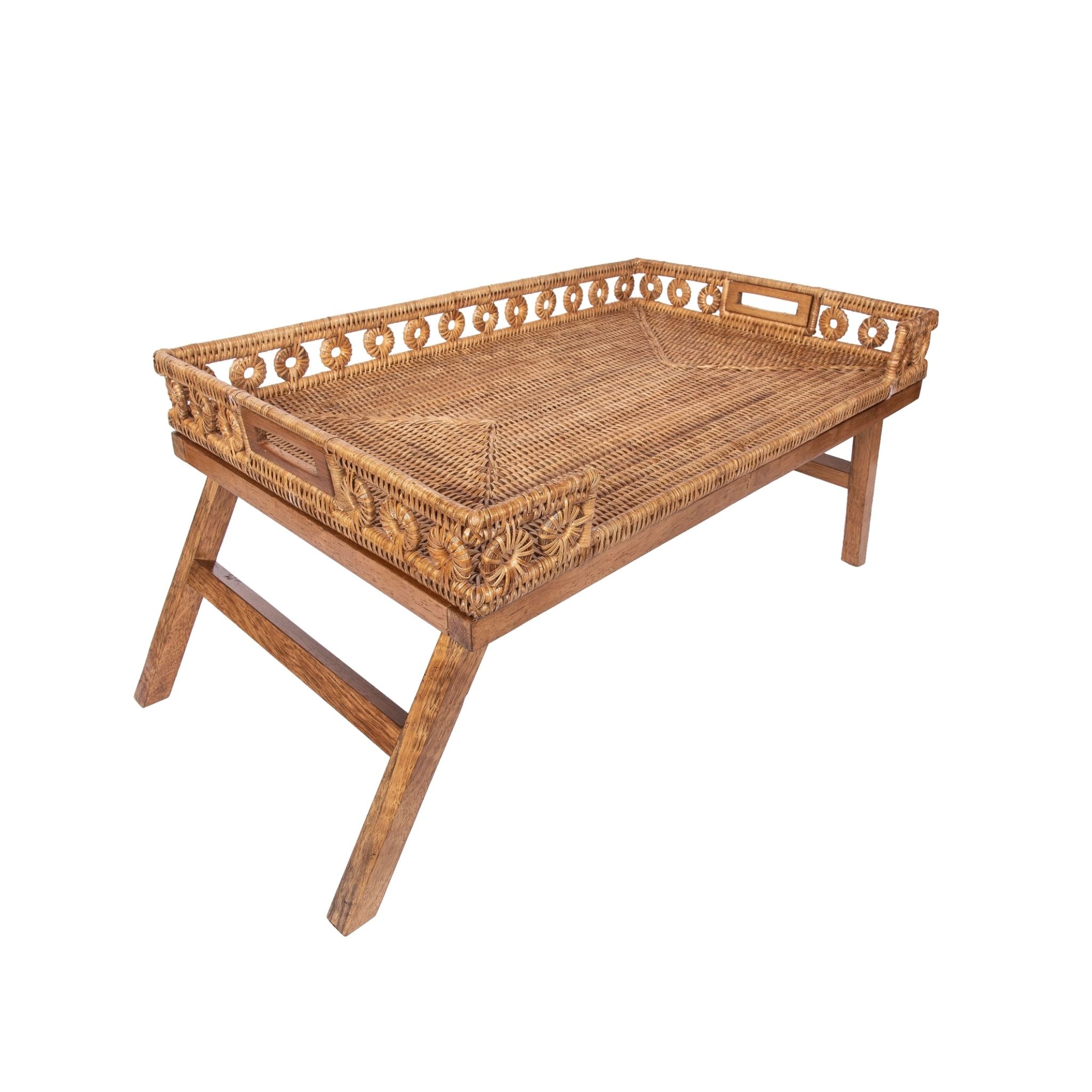 Patterned Rattan Breakfast Tray
