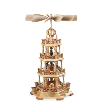 German Town Hall Holiday Carousel, Forest Scene, 3 Tier