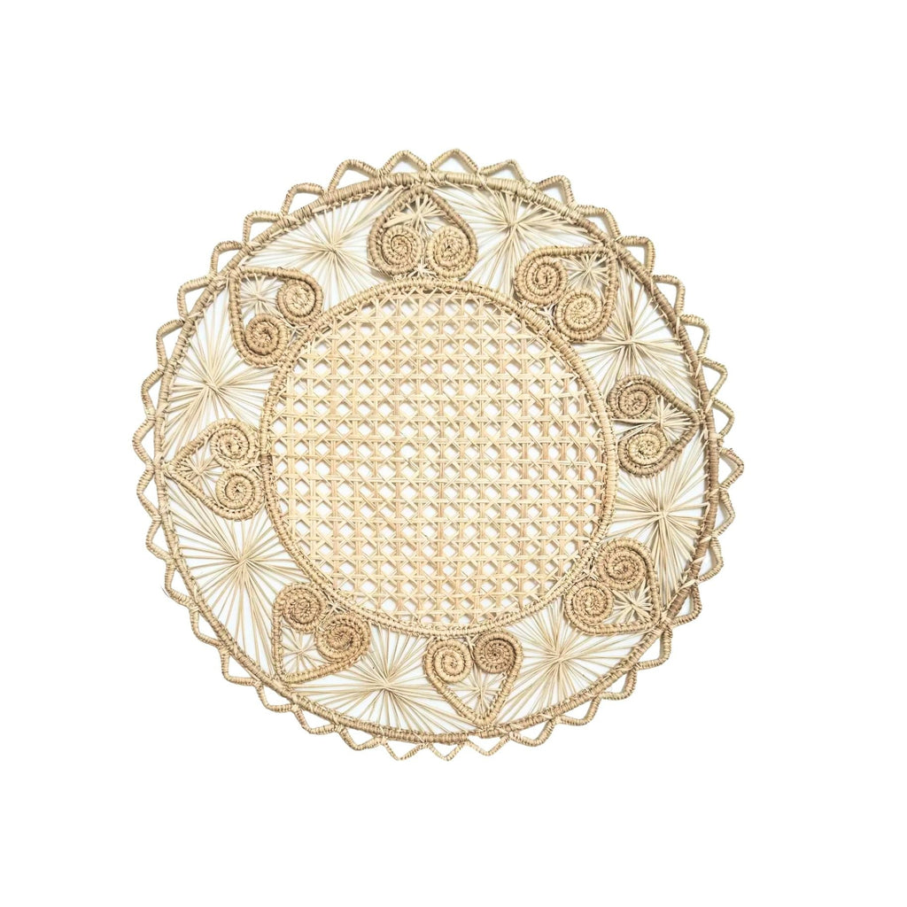 Handwoven Heart Raffia Placemat
