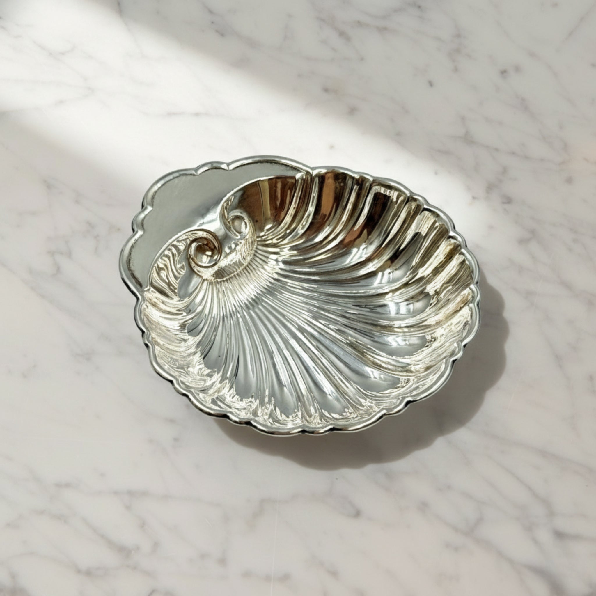 Large Vintage Sterling Silver Shell Dish