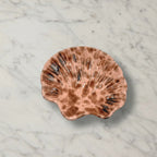 Splatterware Shell Dish, Brown on Pink