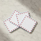 Set of Four Scalloped Heart Cocktail Napkins