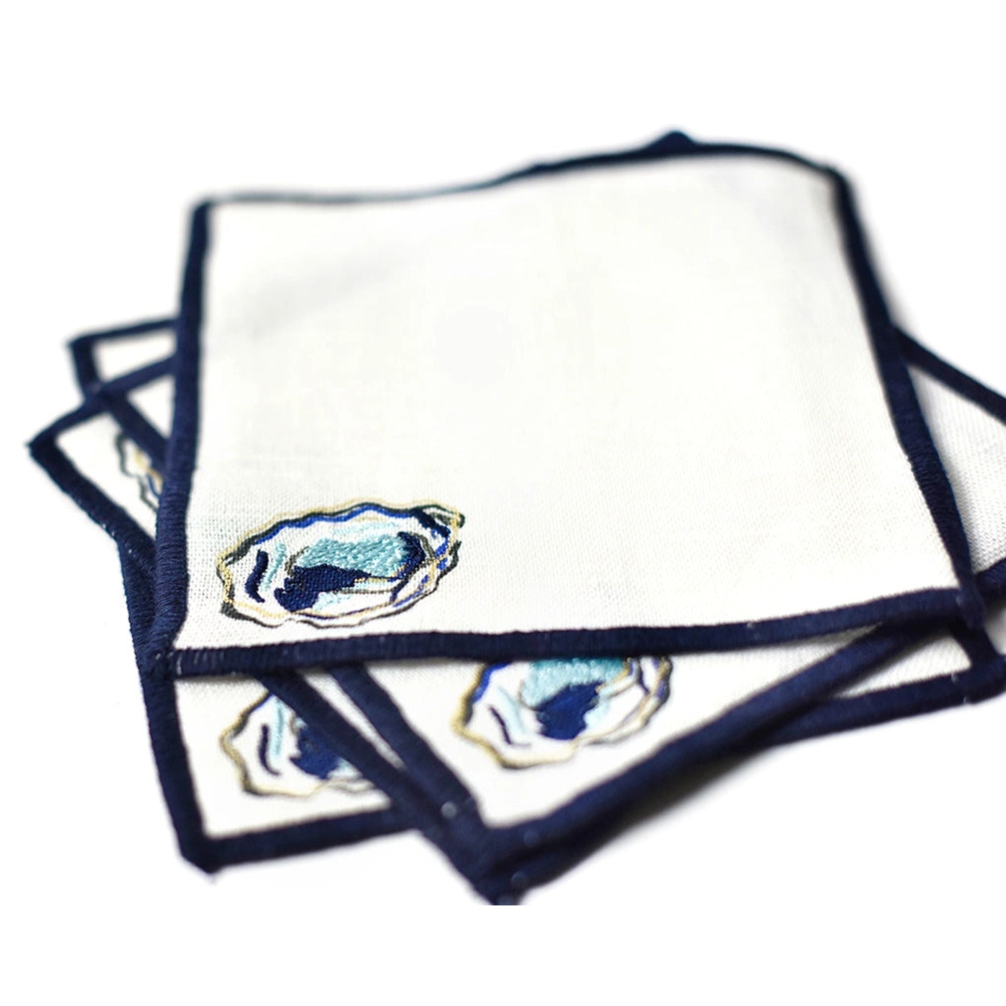 Set of Four Oyster Linen Cocktail Napkins