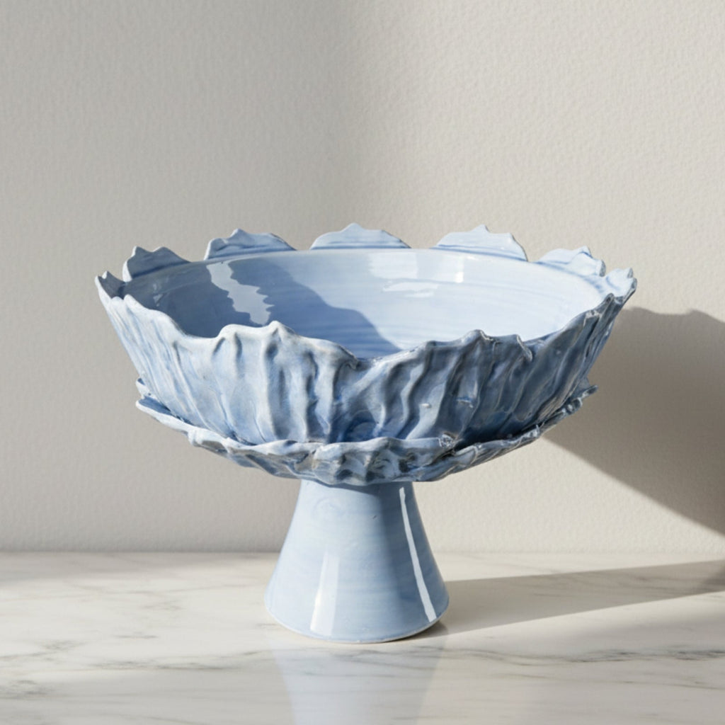 Extra Large Ceramic Leaf Vase, Blue