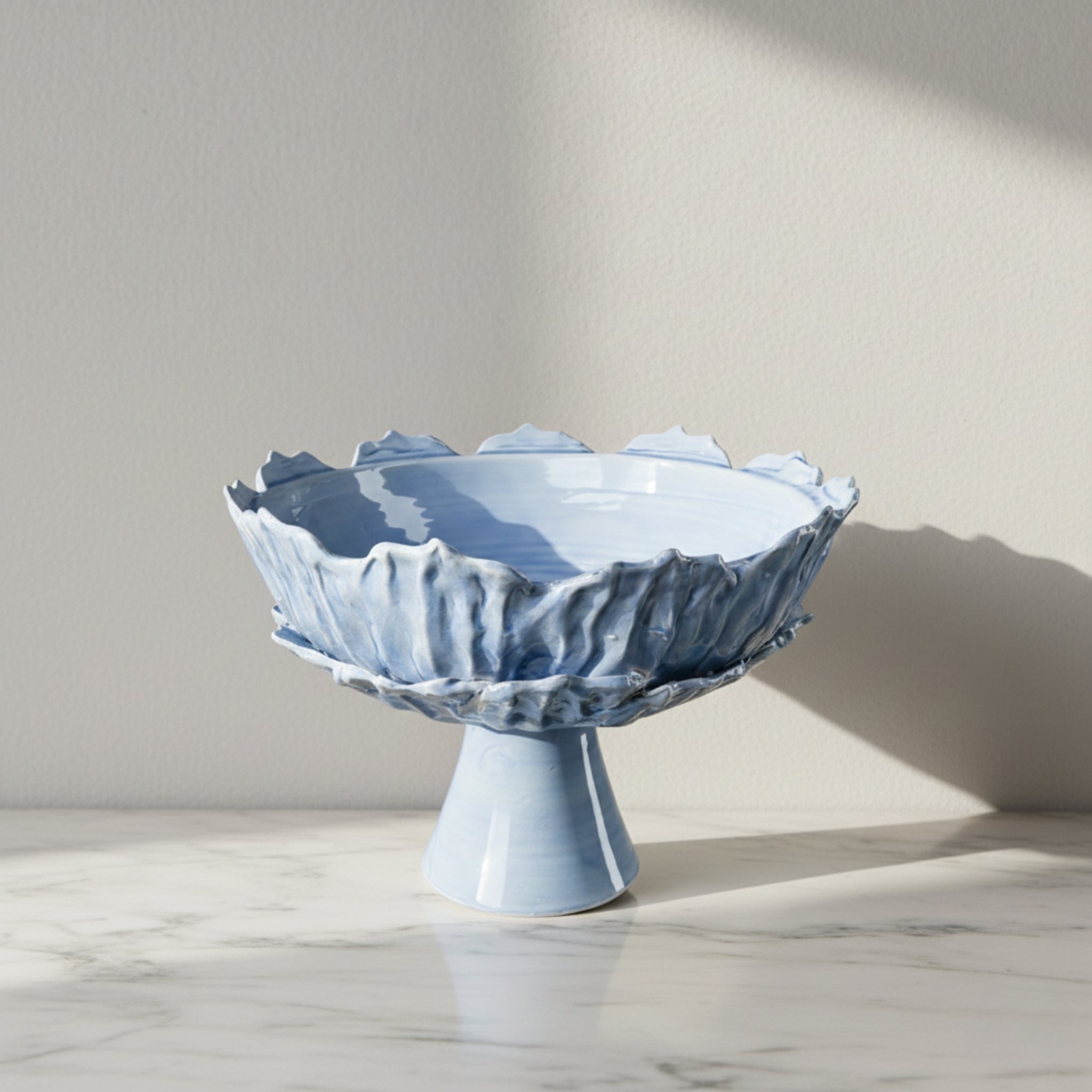 Extra Large Ceramic Leaf Vase, Blue