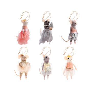 Ballet Felt Mouse Ornament Set of 6