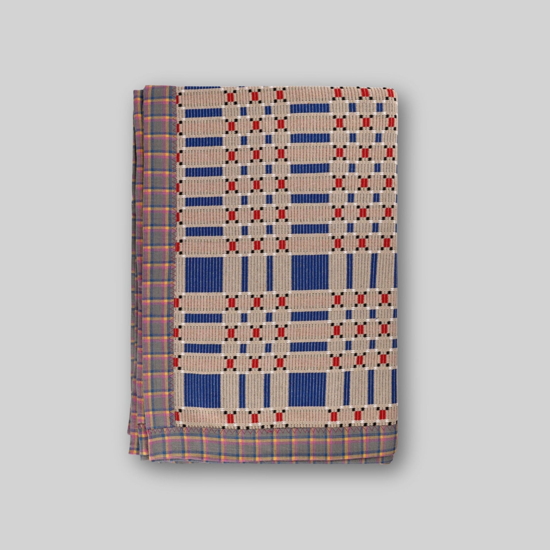 Cotton Jacquard Blanket in Blue Bell Biscuit