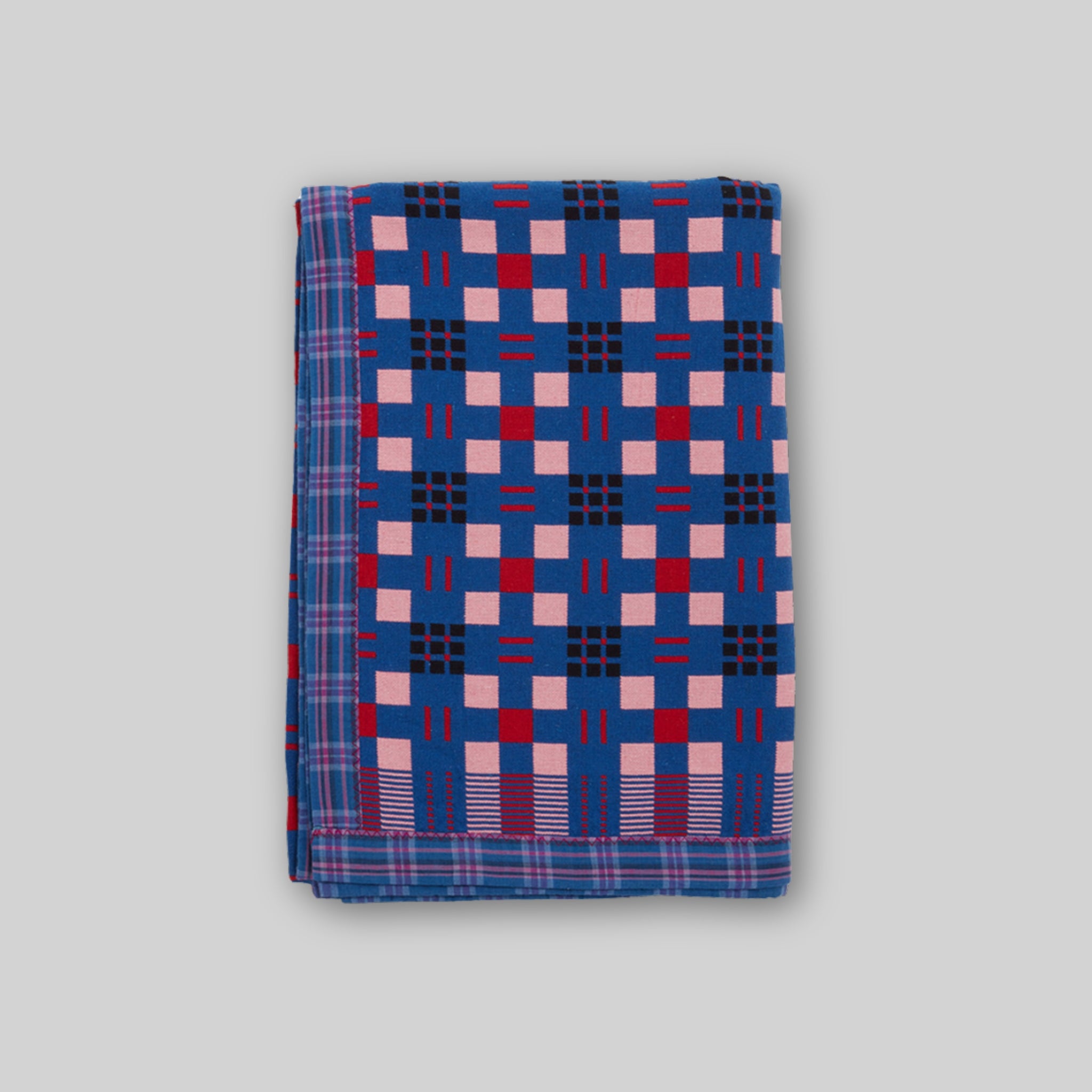 Cotton Jacquard Blanket in Cornflower Rouge Intense