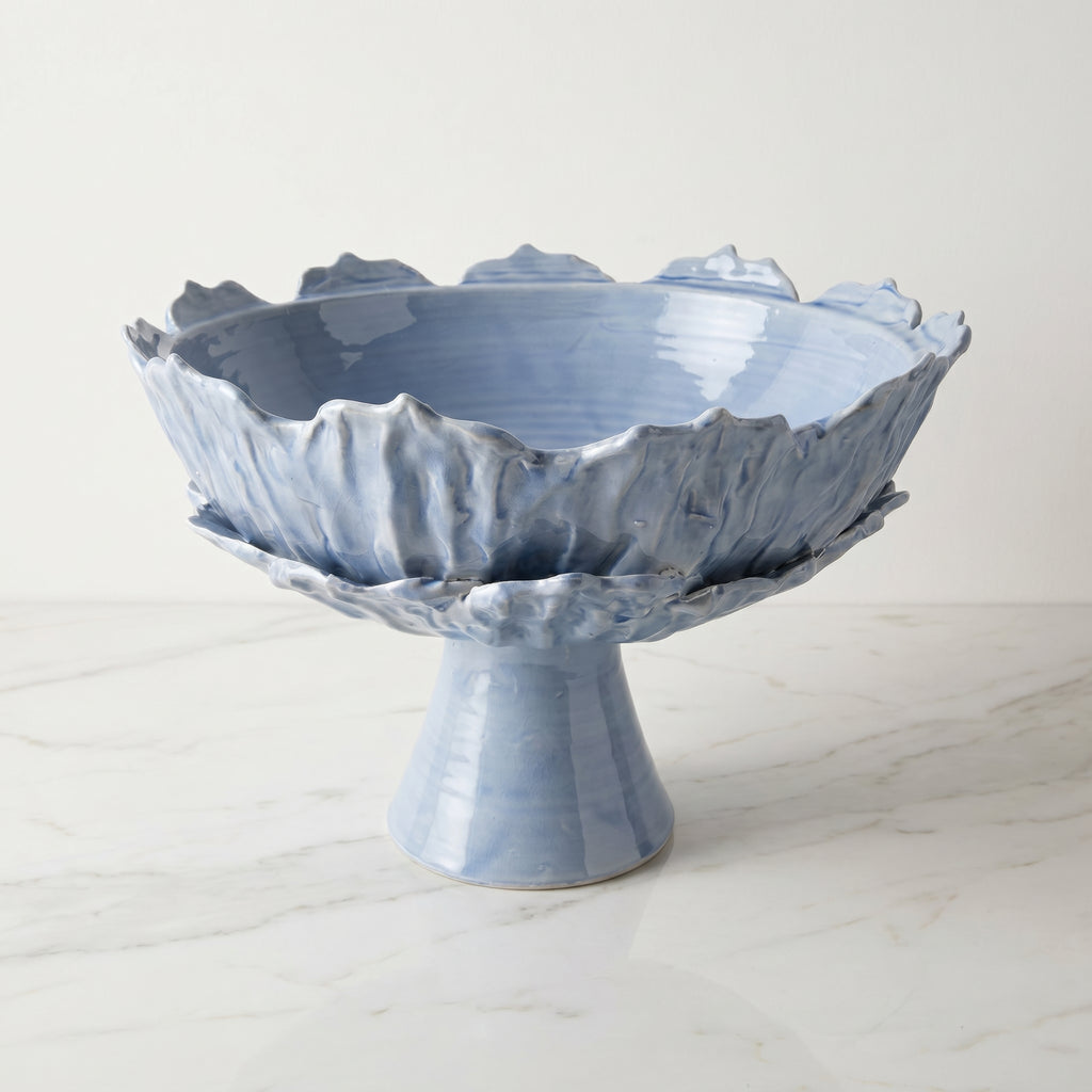 Extra Large Ceramic Leaf Vase, Blue