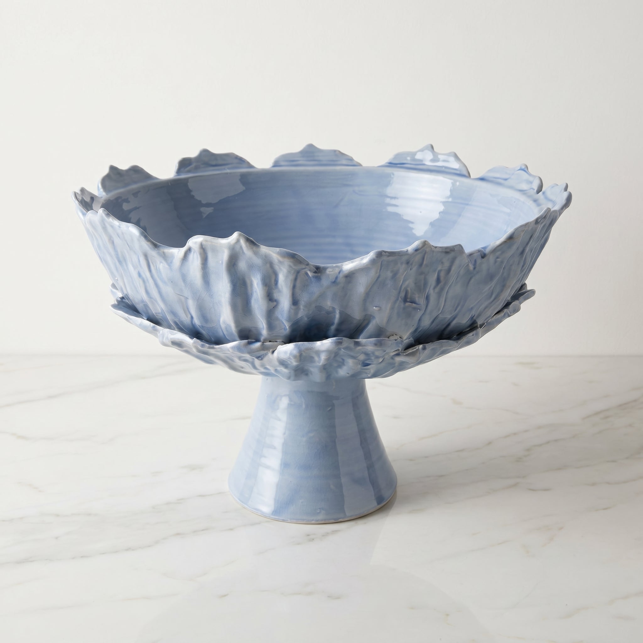 Extra Large Ceramic Leaf Vase, Blue