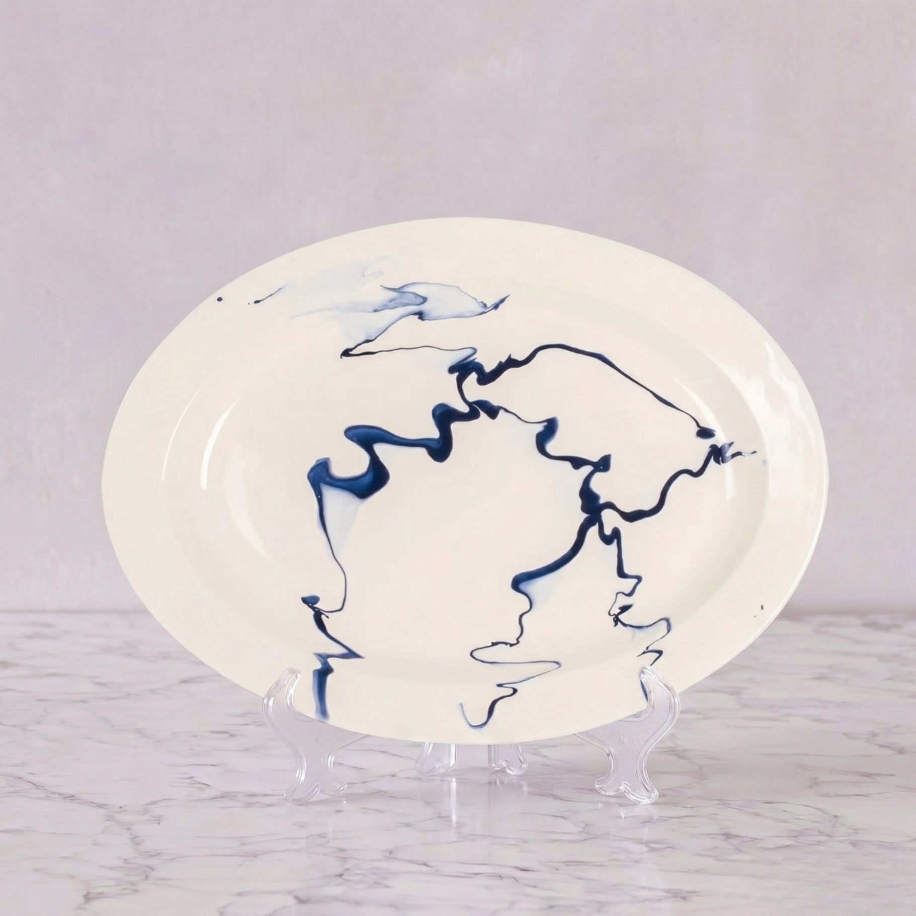 Christopher Spitzmiller Oval Platter, Delft Blue