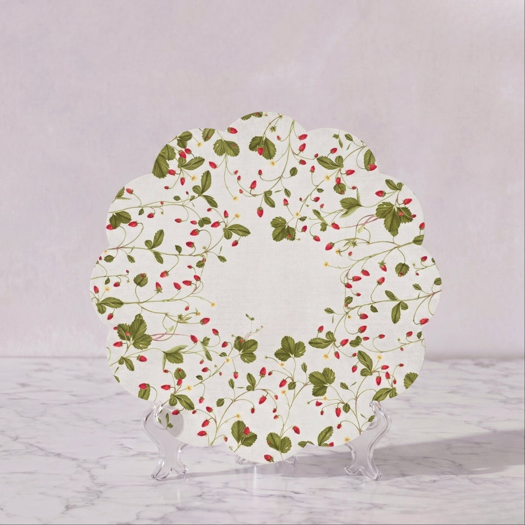 Summerill & Bishop Fraises des Bois Cork-Backed Scalloped Placemats