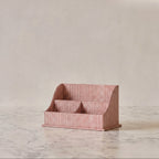 Block-Printed Letter Holder, Cream & Maroon Pinstripe