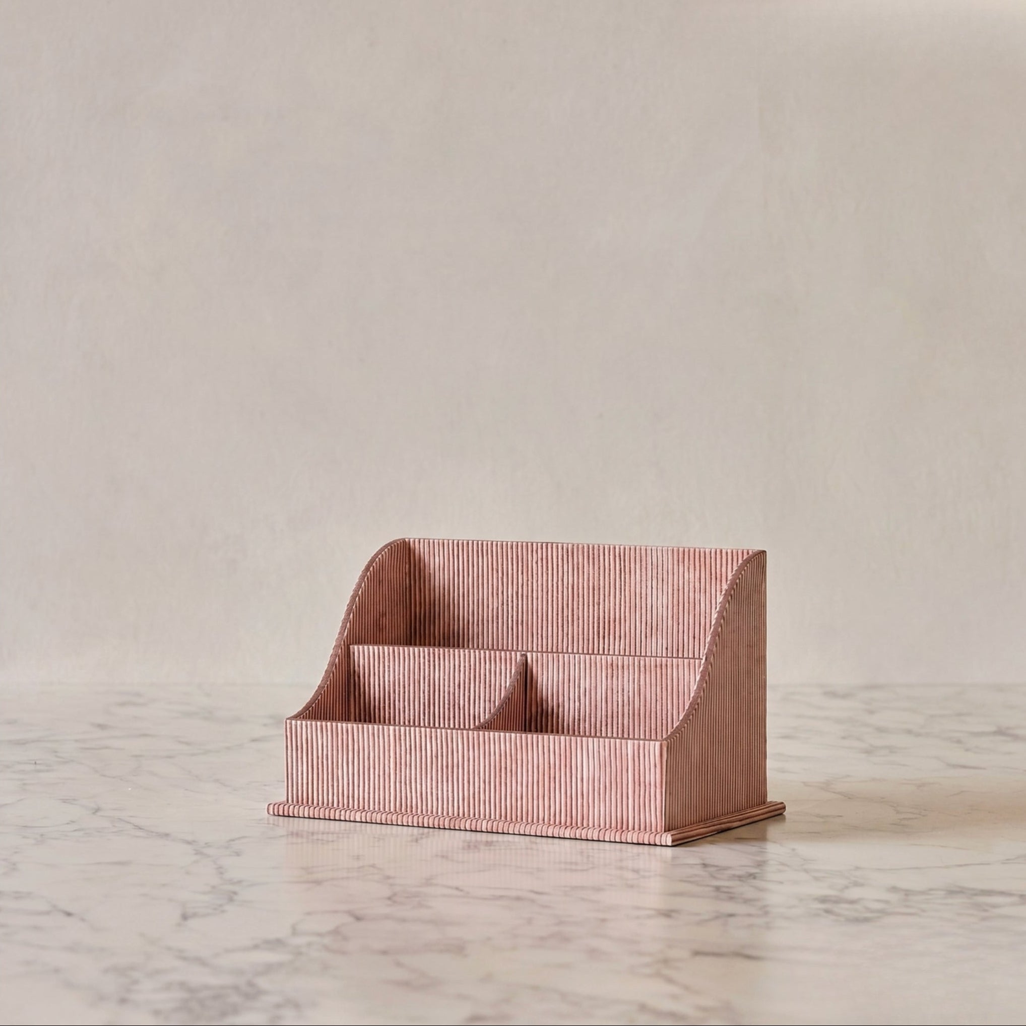 Block-Printed Letter Holder, Cream & Maroon Pinstripe