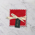 Set of 4 Red Linen Cocktail Napkins