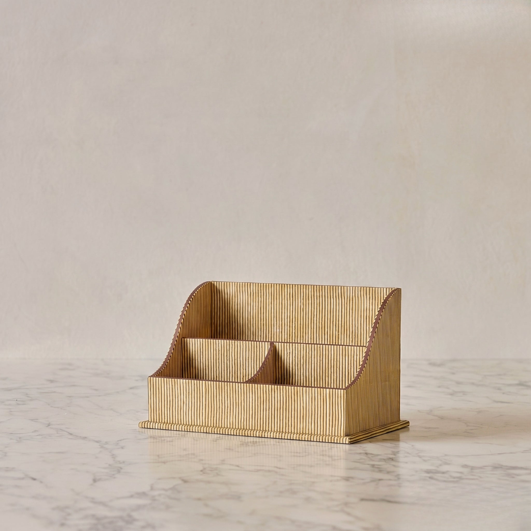 Block-Printed Letter Holder, Yellow Pinstripe