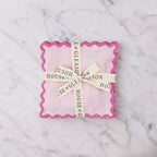 Set of 4 Pink Linen Cocktail Napkins