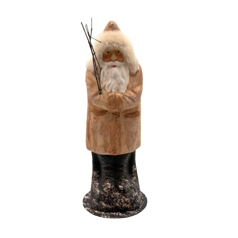 Ino Schaller Papier-Mâché Santa, Medium Krampus in Frosted Cream & Brown