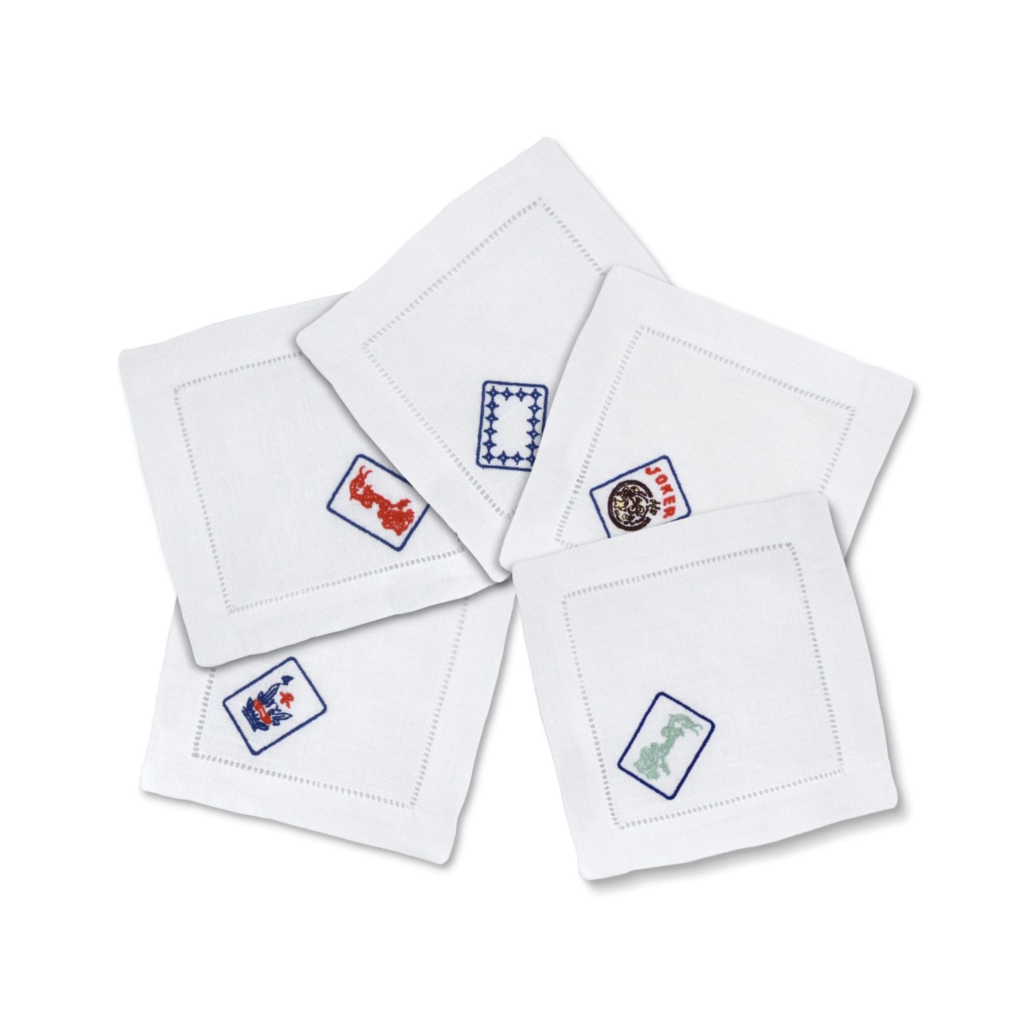 Set of Five Mahjong Cocktail Napkins