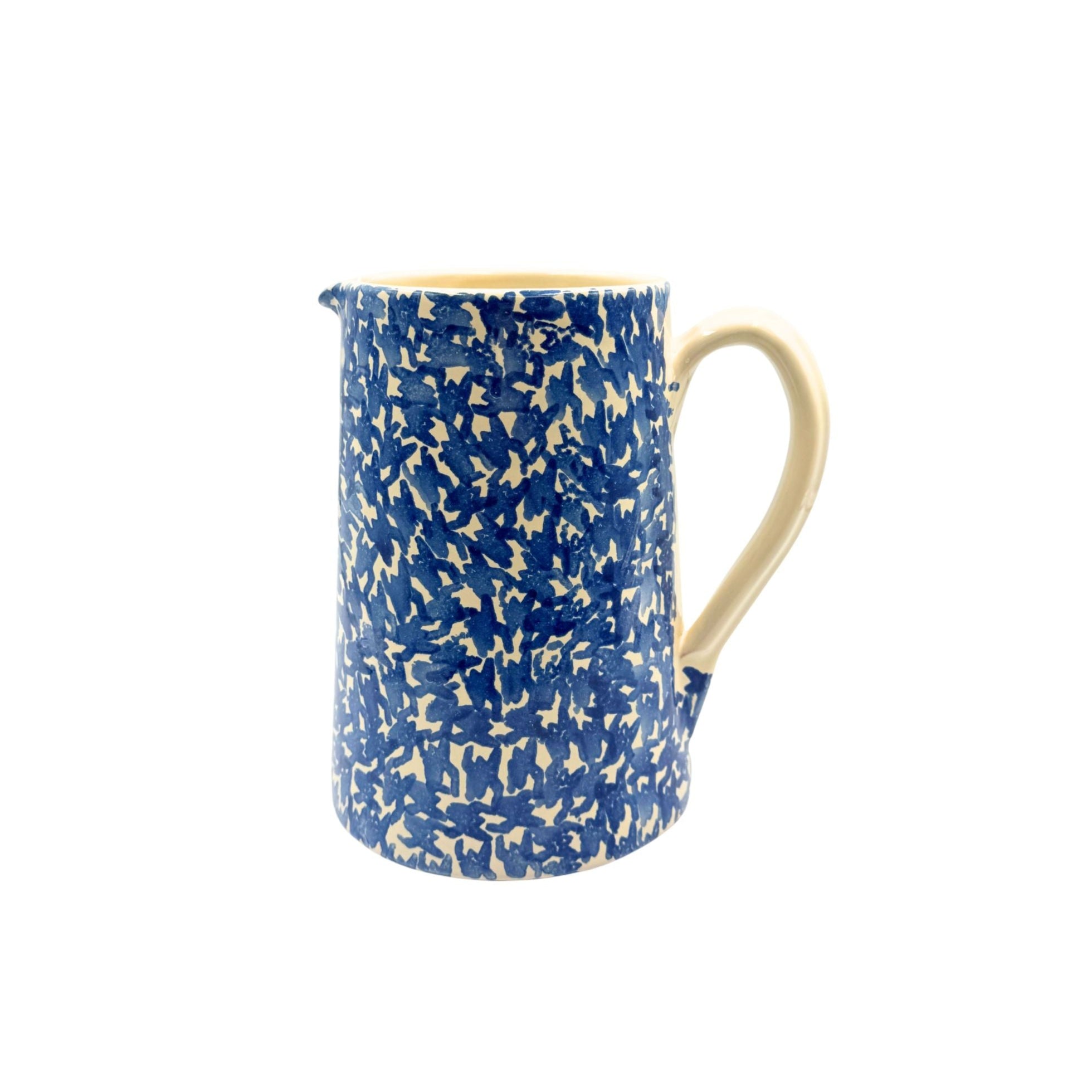 Spongeware Pitcher, Blue & White