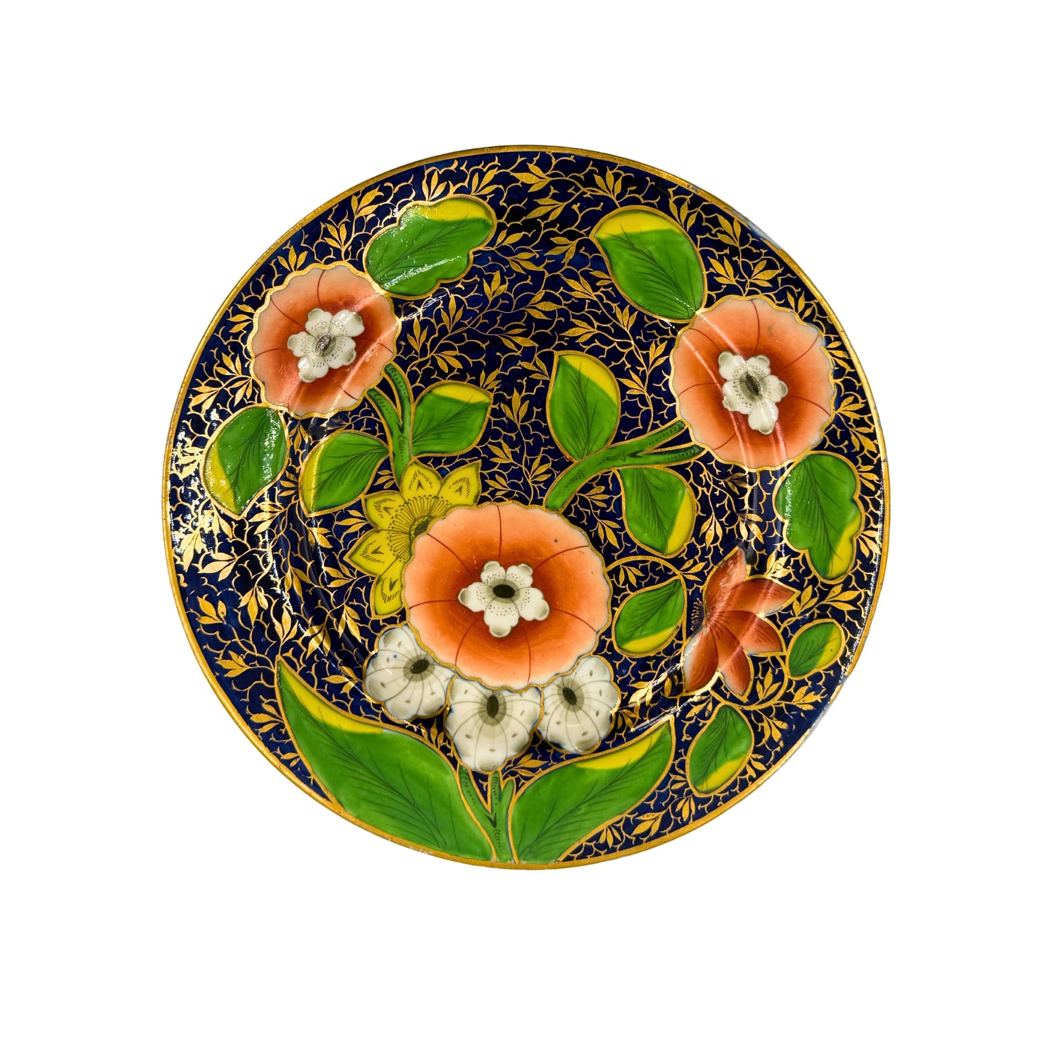 Coalport Porcelain Plate in Gilt Botanical Pattern