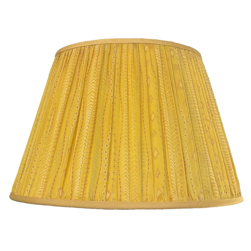 16-Inch Hand-Shirred Lampshade in Yellow Silk