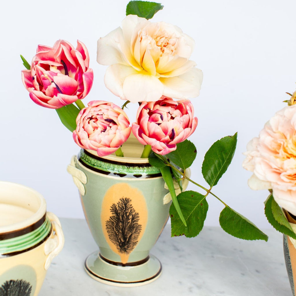 Mochaware Urn Vase, Persimmon