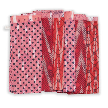 Set of 6 Hand Blocked Napkins in Geometric Floral Rose