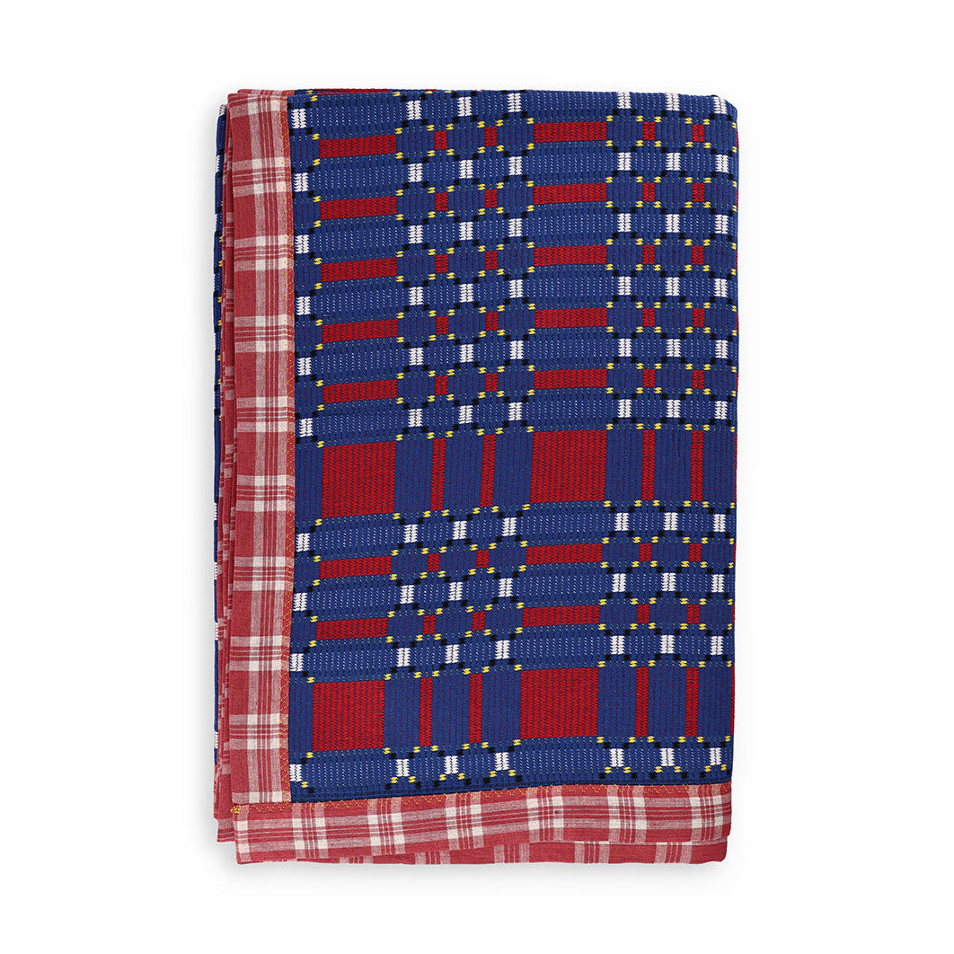 Cotton Jacquard Blanket in Read, Write & Blue