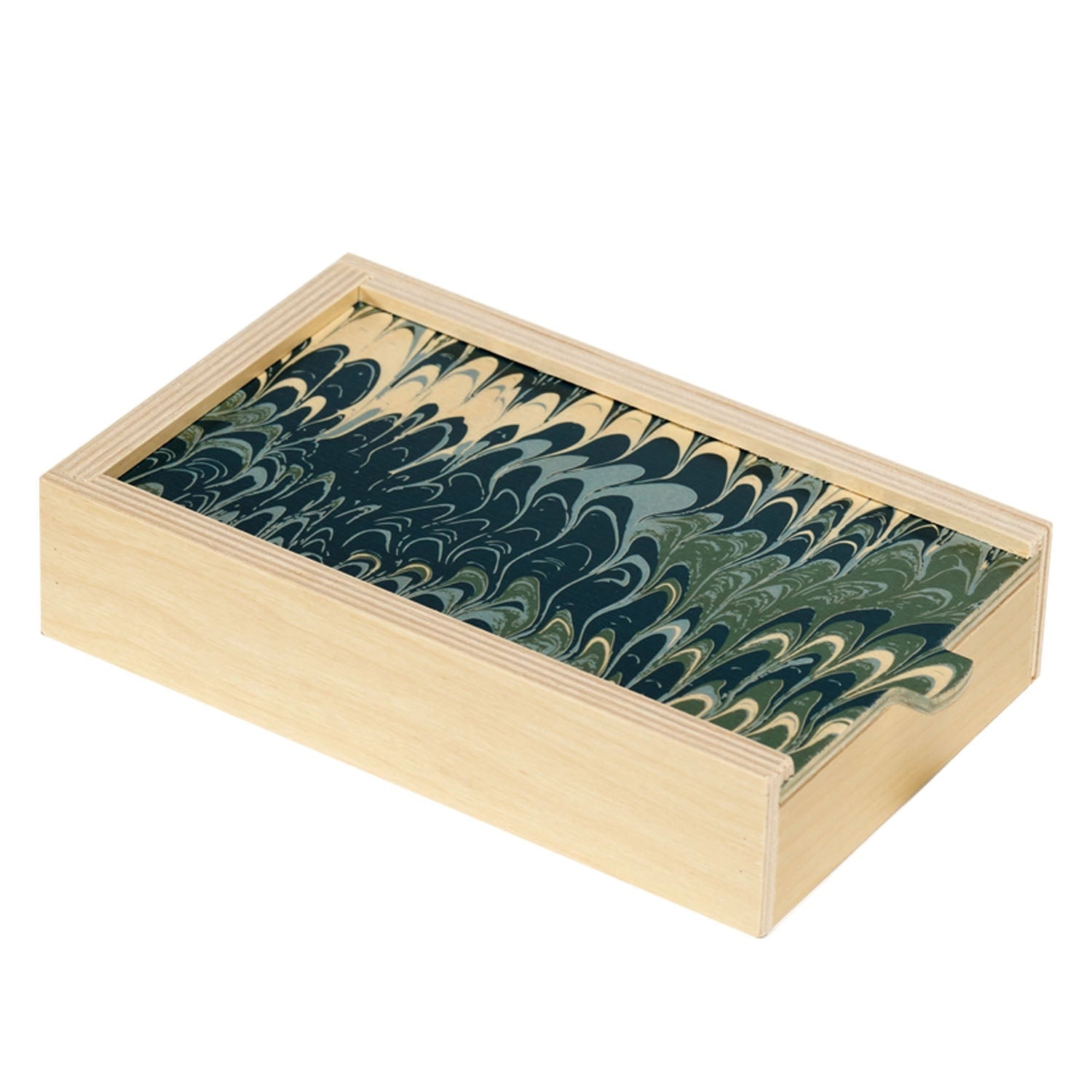 Hand-Marbled Domino Set, Blue Spruce