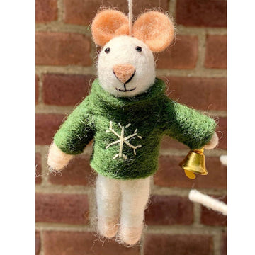 Green Sweater Felt Mouse Ornament