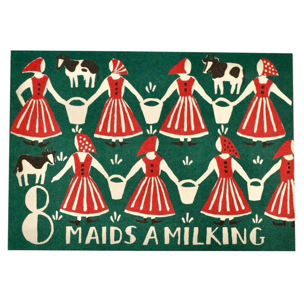 Christmas Notecards, Eight Maids A-Milking, Set of 10