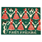 Christmas Notecards, Eight Maids A-Milking, Set of 10