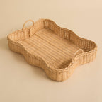 Rattan Scalloped Tray Vera Large Natural