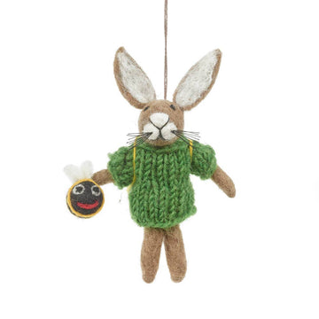 Bumble Bee Felt Rabbit Ornament