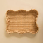 Rattan Scalloped Tray Vera Large Natural